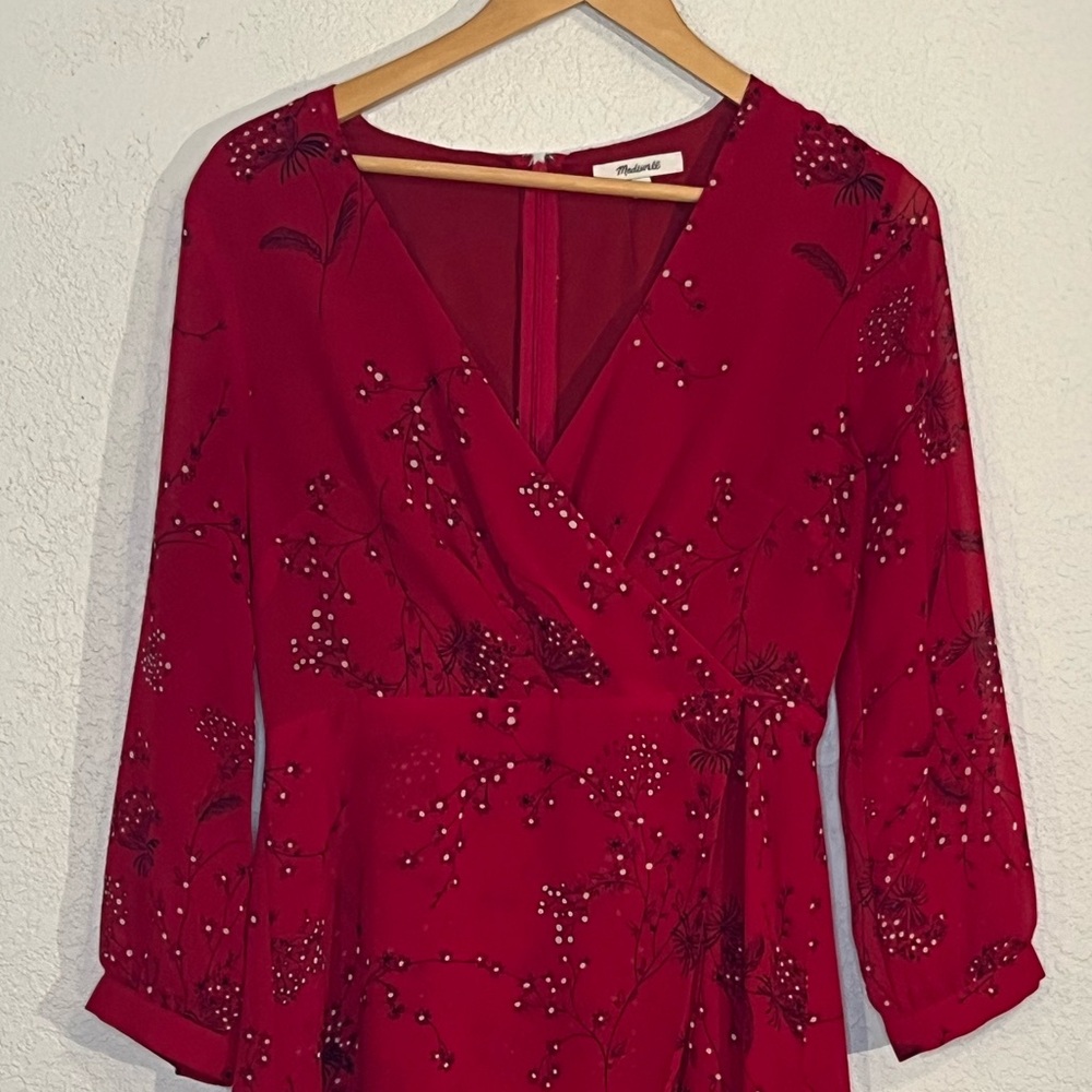 Madewell Hazelwood Wrap Front mini dress in windswept floral Office Feminine - Picture 2 of 8